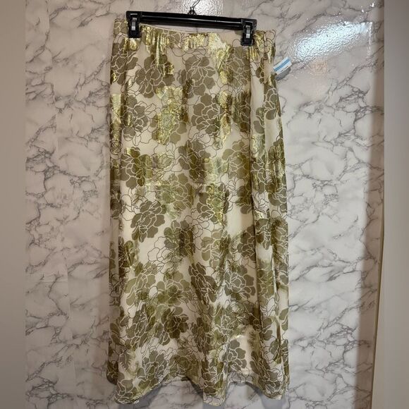 NEW Vince Camuto Metallic Floral-Print Midi Skirt Floral Maxi Skirt Size S - Picture 4 of 10